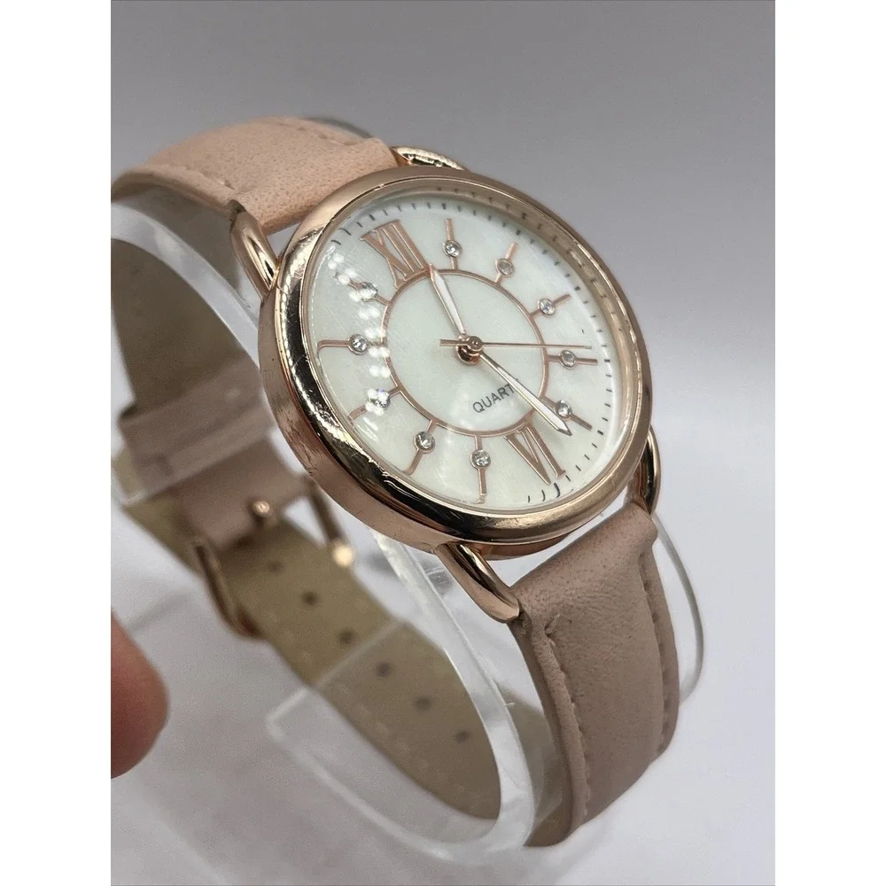 Accutime Women's Quartz Watch Rose Gold Case Pink Band-‎ New Battery